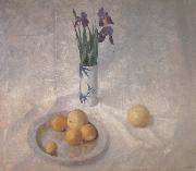 NC Wyeth Still Life with Iris and Oranges oil painting on canvas